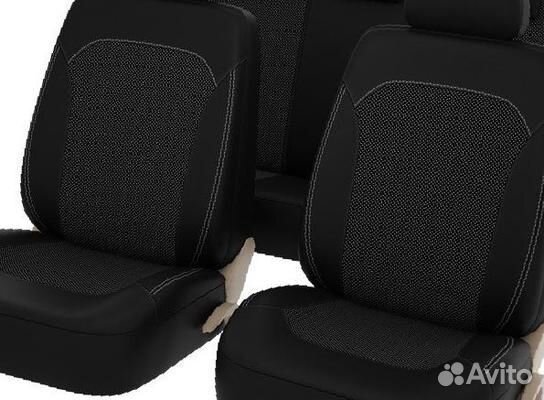 Авточехлы универсальные экокожа + жаккард