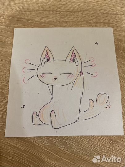 Рисунок cute cat wearing wireless headphones