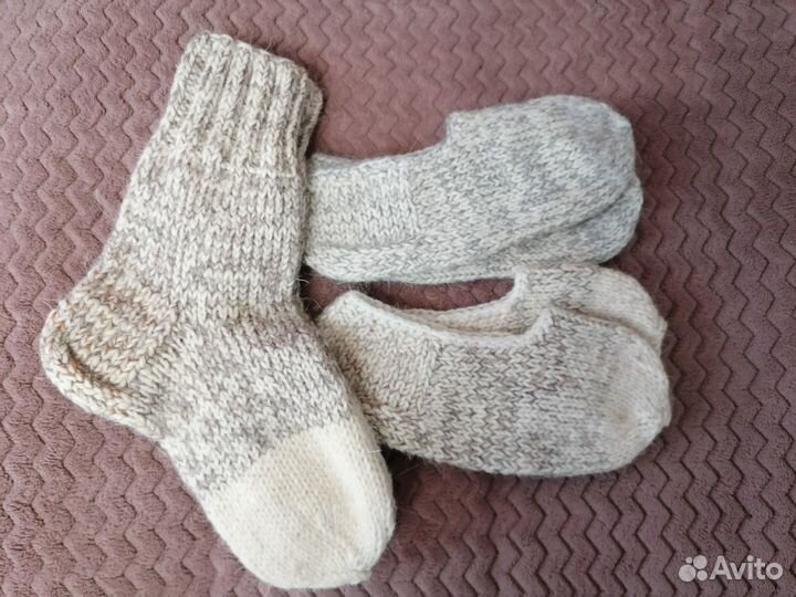 Носки, следки шерстяные, ручная вязка
