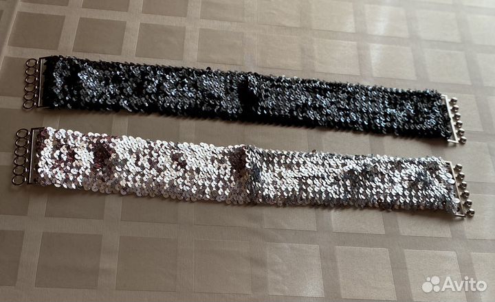 Эластичные женские пояса с блестящими пайетками