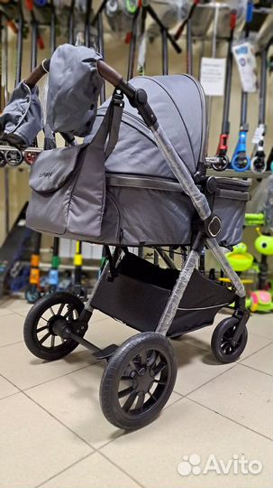 Коляска luxmom 3 в 1 А 4 серая