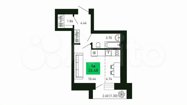 Квартира-студия, 26,5 м², 5/16 эт.