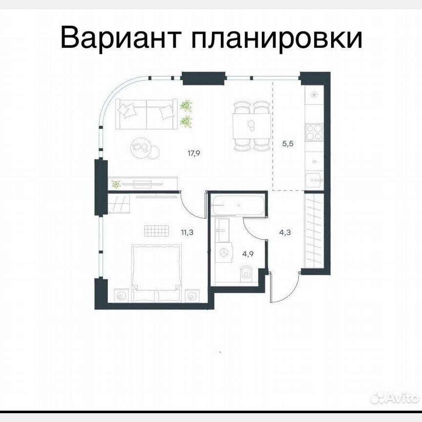 2-к. квартира, 43,9 м², 3/20 эт.