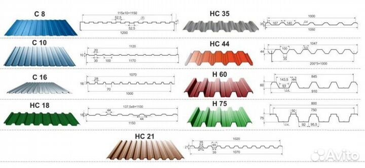 Кровля профлист 0,4 0,5мм все цвета RAL