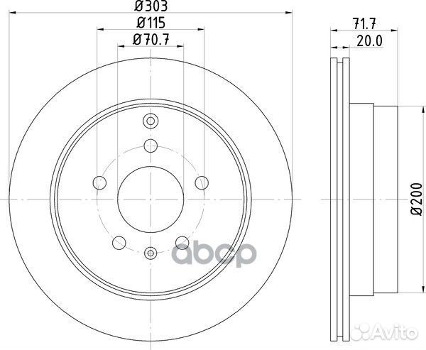 Диск тормозной задний 303x20 5 отв. с покрыти