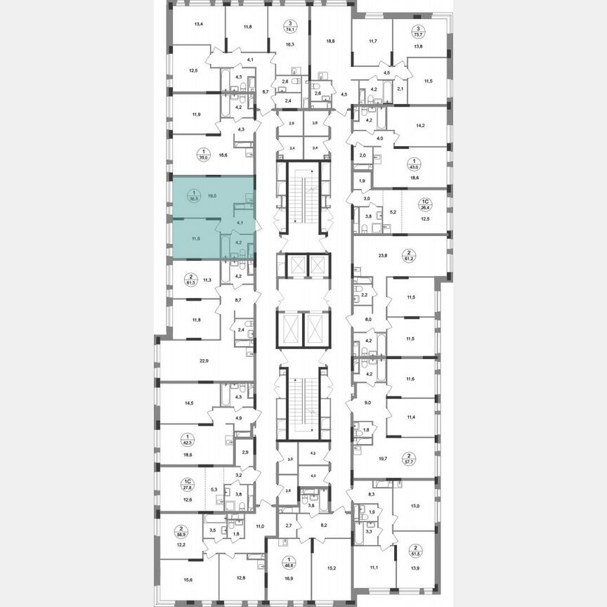 1-к. квартира, 38,9 м², 17/19 эт.