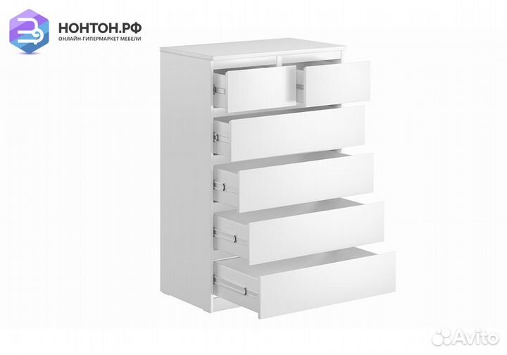 Комод высокий Мальта 6 ящиков белый