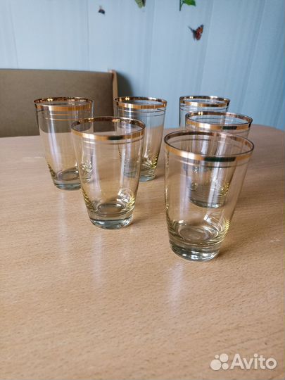 Стаканы. Цветное стекло. Комплект - 6 шт. СССР