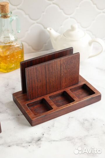 Набор для специй и салфеток дуб