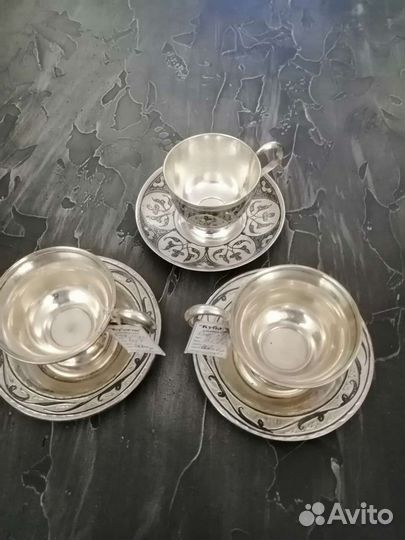 Кофейные пары серебро 875 пр