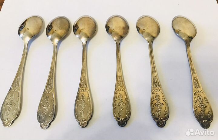 Набор новых чайных ложек мельхиор позолота СССР