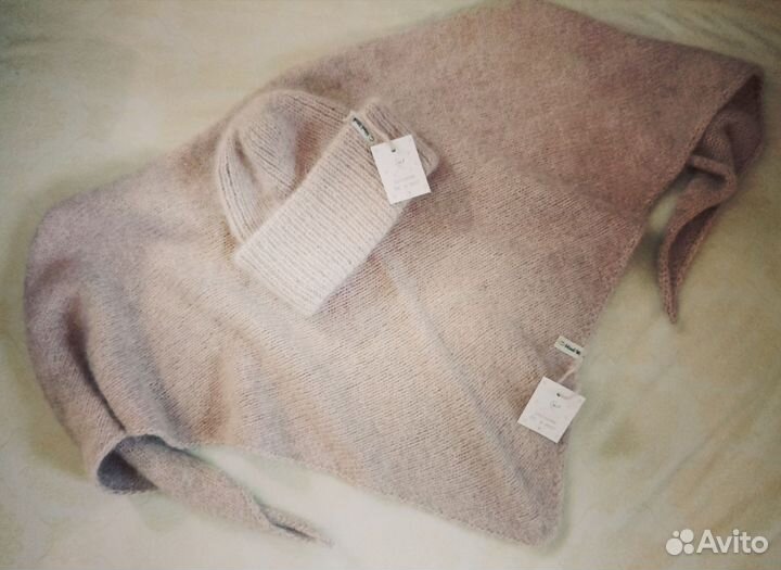 Комплект шапка и бактус из пуха норки