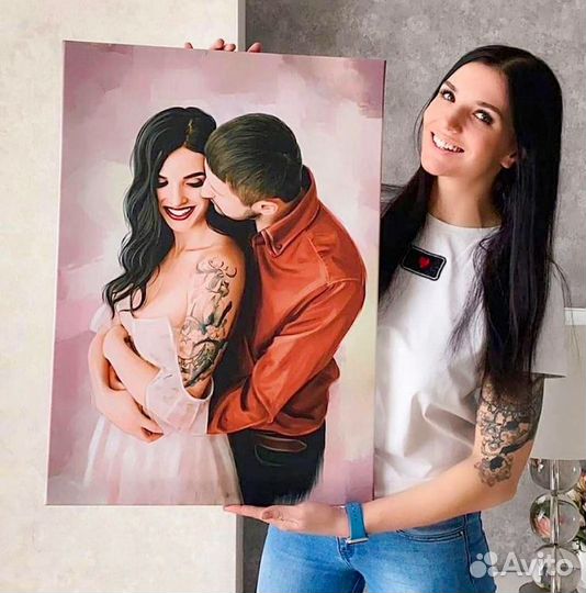 Портреты по фото на холсте на праздник