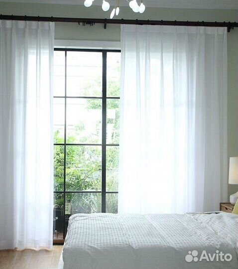 Шторы льняные, тюль