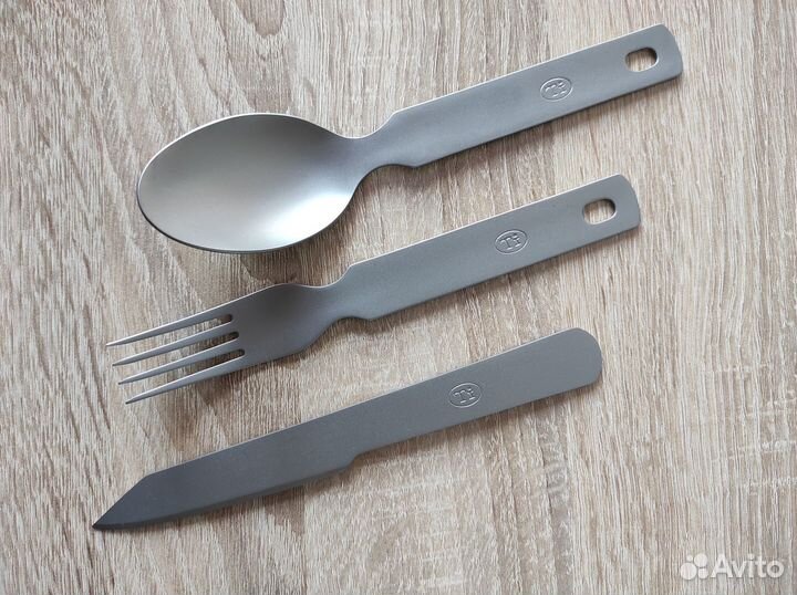 Ложка титановая, вилка, нож набор 3 предмета