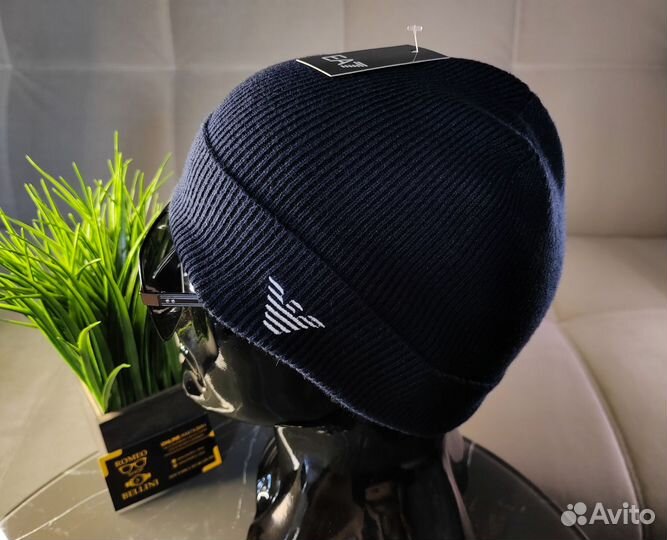 Шапка Armani темно-синяя