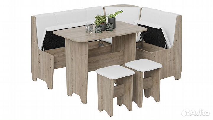 Кухонный уголок Техас сонома трюфель/экокожа белая