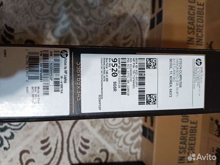 Игровой ноутбук новый HP victus Laptop 16-e1087AX