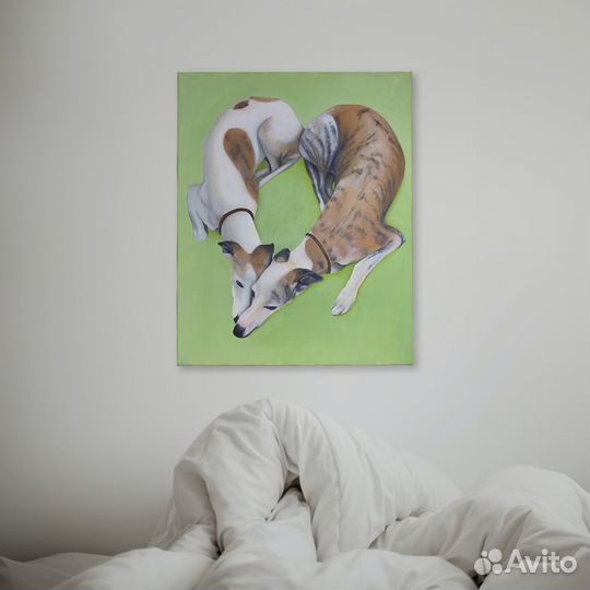 Авторская картина маслом на холсте «Уиппеты»