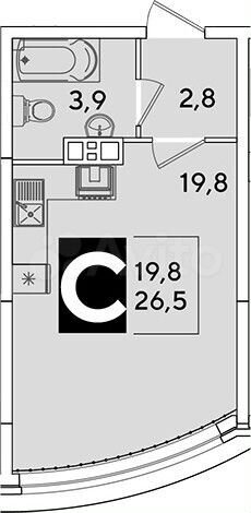 Квартира-студия, 26,5 м², 4/16 эт.