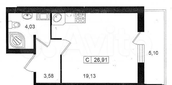 Квартира-студия, 32 м², 6/9 эт.