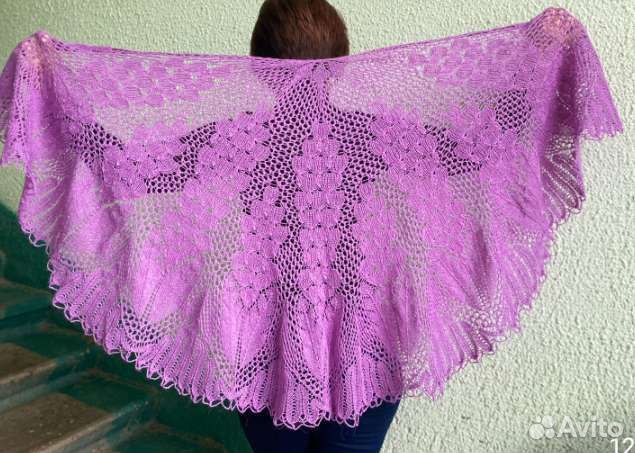 Шаль, платок, подарок, ручная работа