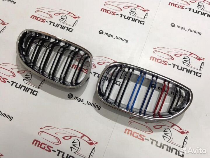 Ноздри BMW 5 серии е60 хром обод с триколором