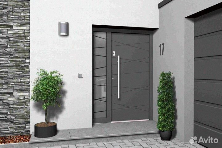 Алюминиевые входные двери со стеклом