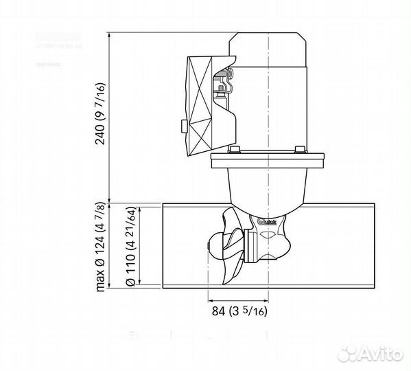 Подруливающее устройство Quick, D110mm, 25KGF, 12 В, (TCD2022 - tcdex06 - NO TNL) fgbt11025120K03