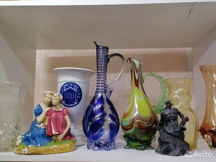 Вазы графины цветное стекло СССР