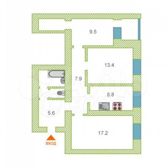 3-к. квартира, 71 м², 8/9 эт.