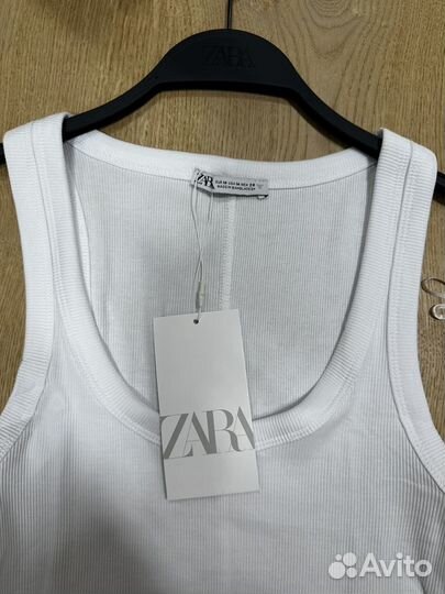 Майка в рубчик Zara М белая (в наличии)