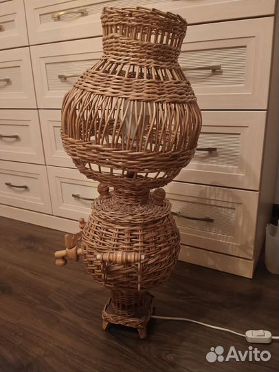 Абажур плетёный в форме самовара