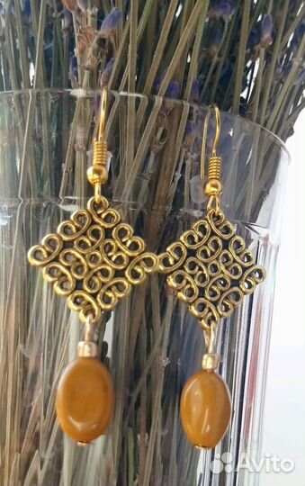 Серьги с натур. мукаитом (австралийской яшмой)