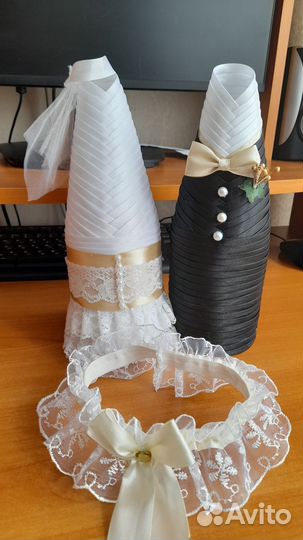 Свадебные аксессуары, украшение на шампанское