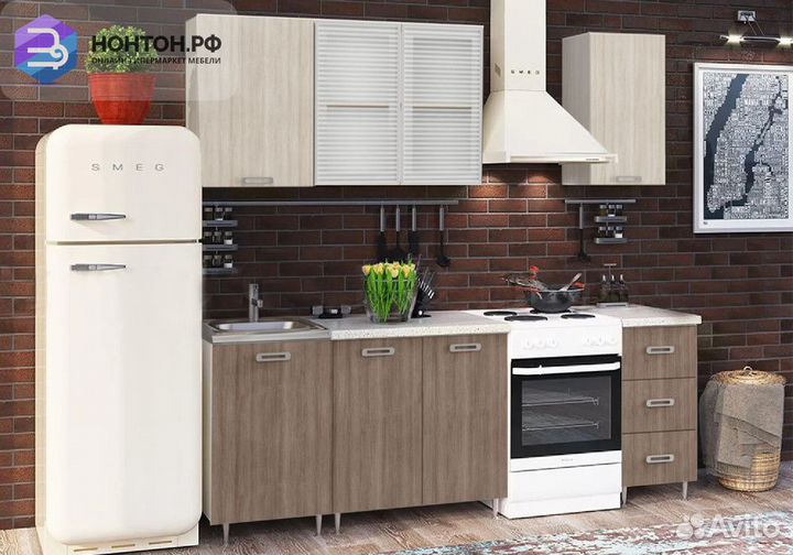 Кухня Катя 1.7м ясень шимо светлый / ясень шимо те