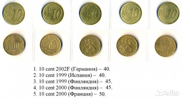 Евро Монеты (разный номинал)