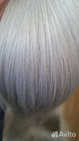 Волосы для наращивания серый седой 90 см