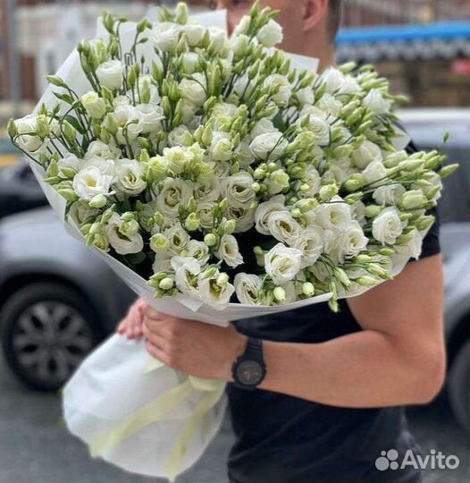 27 Эустомы, 49 Эустом, Гипсофилы, Гортензии, Цветы