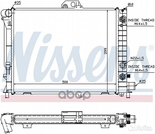 Радиатор saab 9000 turbo 64033A Nissens
