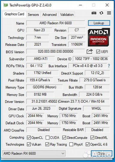Видеокарта Soyo AMD RX 6600 8GB