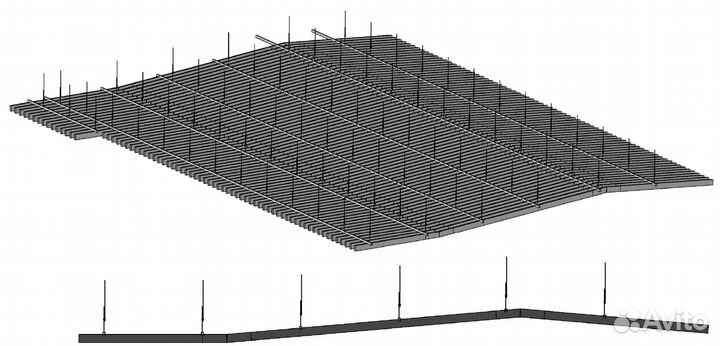 Реечный криволинейный кубообразный потолок