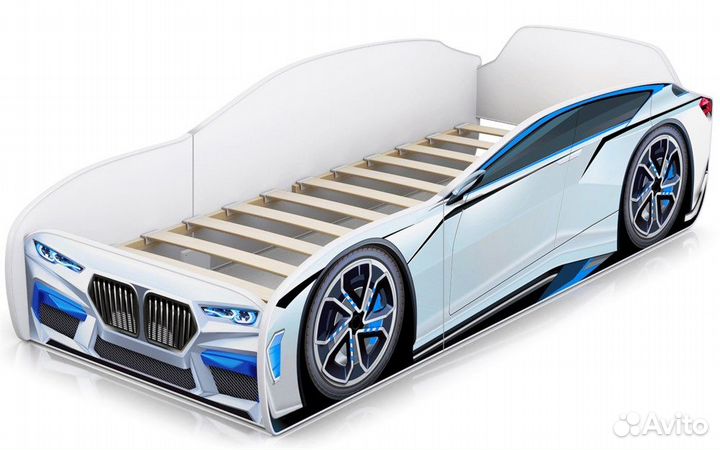 Кровать без матраса, детская, в форме машины
