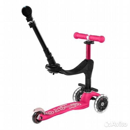 Самокат Micro Mini Micro Deluxe 3 в 1 розовый LED