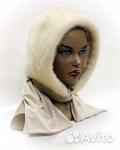 Норковые платок молочного цвета