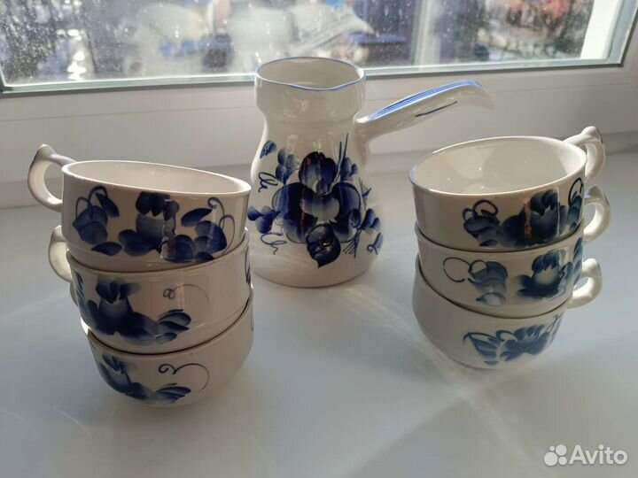 Сервиз чайный/кофейный гжель 7 предметов