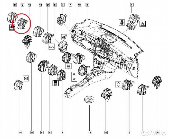 Кнопка стеклоподъемника Renault Logan 2 L8 K7M812