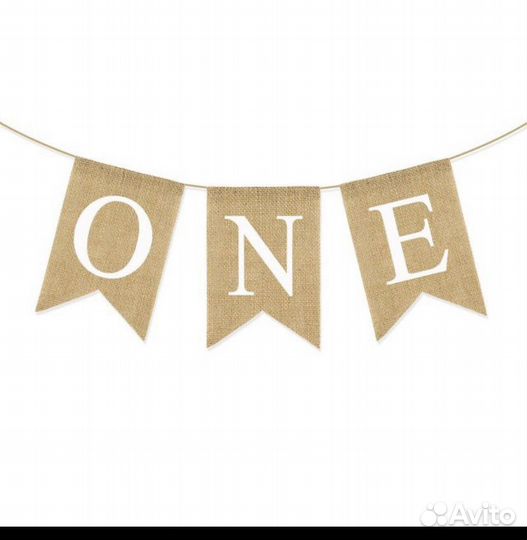 Топпер в торт, корона и гирлянда на годик