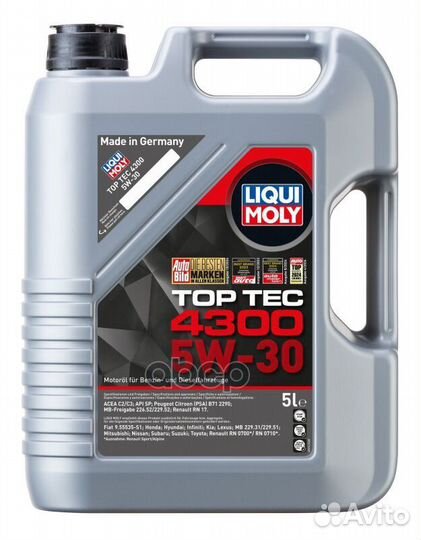 LiquiMoly 5W30 Top Tec 4300 (5L) масло мотор