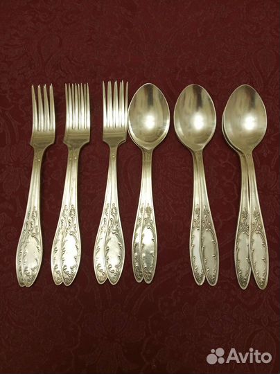 Мельхиоровый набор столовых приборов Кольчугино